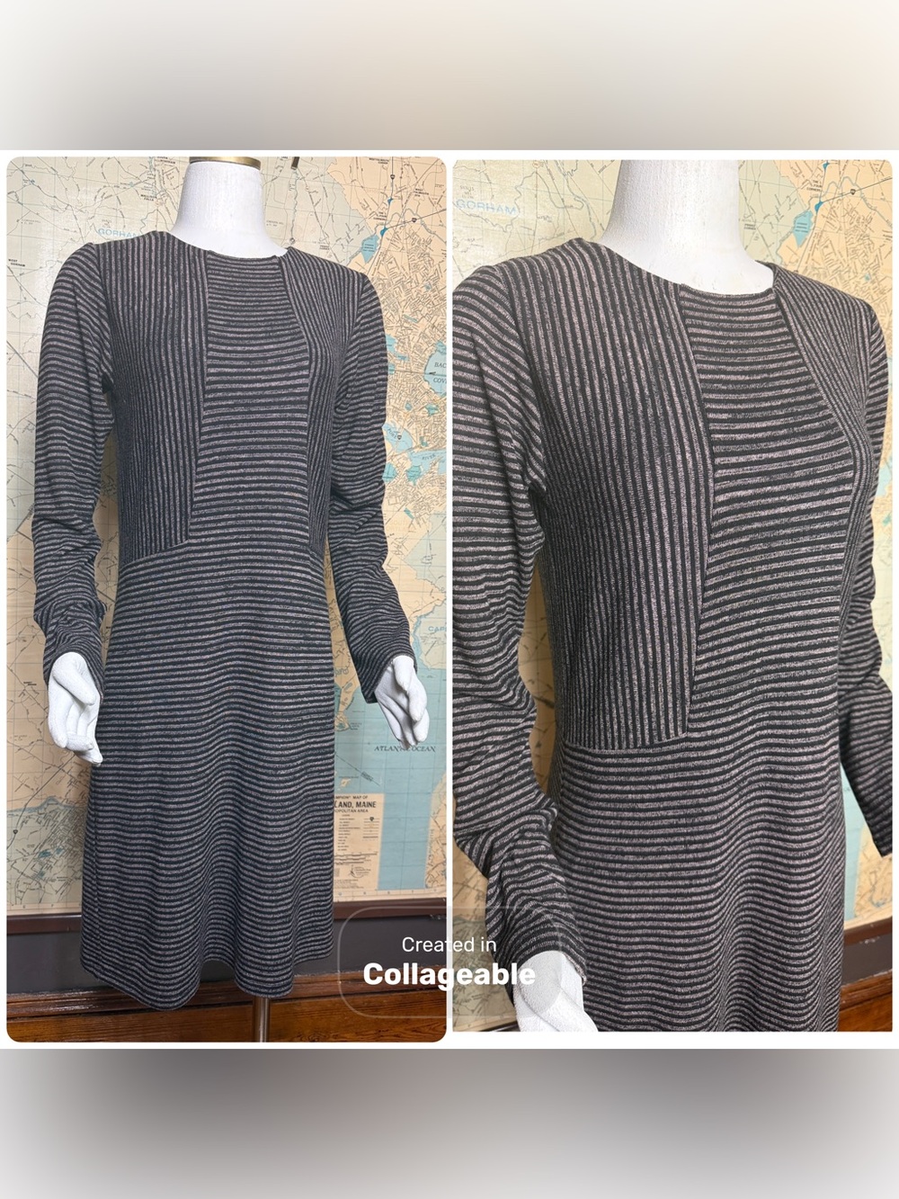 Dagg & Stacey Striped Long-Sleeve Knit Dress, Size 8